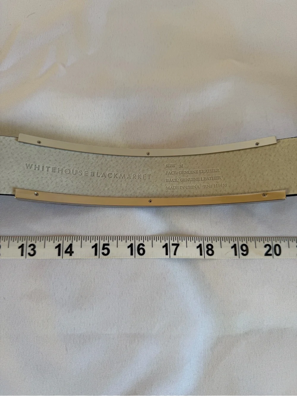 White House Black Market Black Waist Belt with Silver Trim